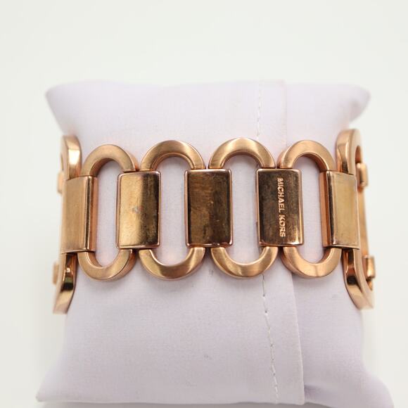 Michael Kors Rose Gold Tone 27mm Rectangle Dial Watch Chain Bracelet New Battery main image 4
